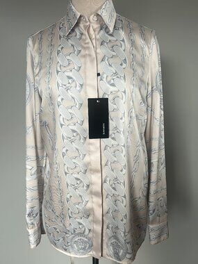 Versace Coupe Des Dieux Barocco Foulard Silk Twill Formal Shirt silk